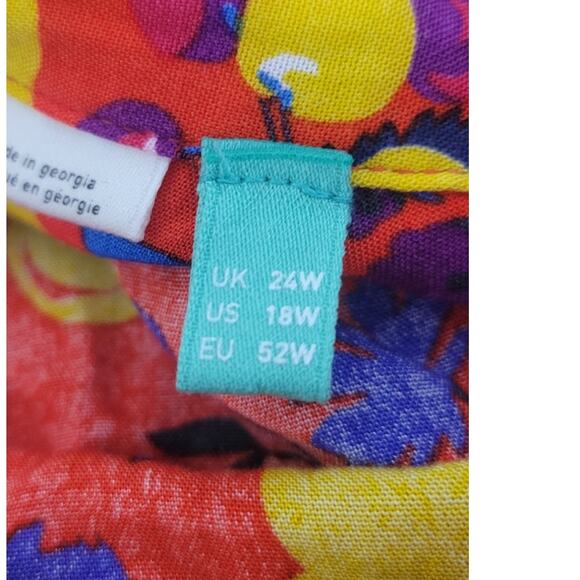 Maeve Anthropologie Shirt Size 18W Blithe Button Down Red Fruit Floral Challis - Picture 12 of 12